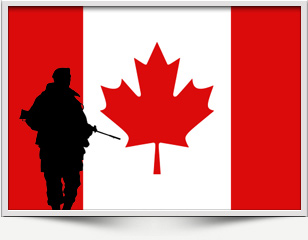 Canadian soldier and flag